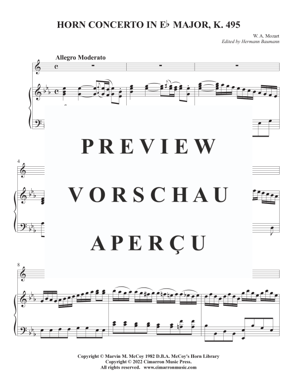 Product gallery: Page 4 of 11 Horn Concerto, K.V. 495 (No. 4), , Horn In F and Piano