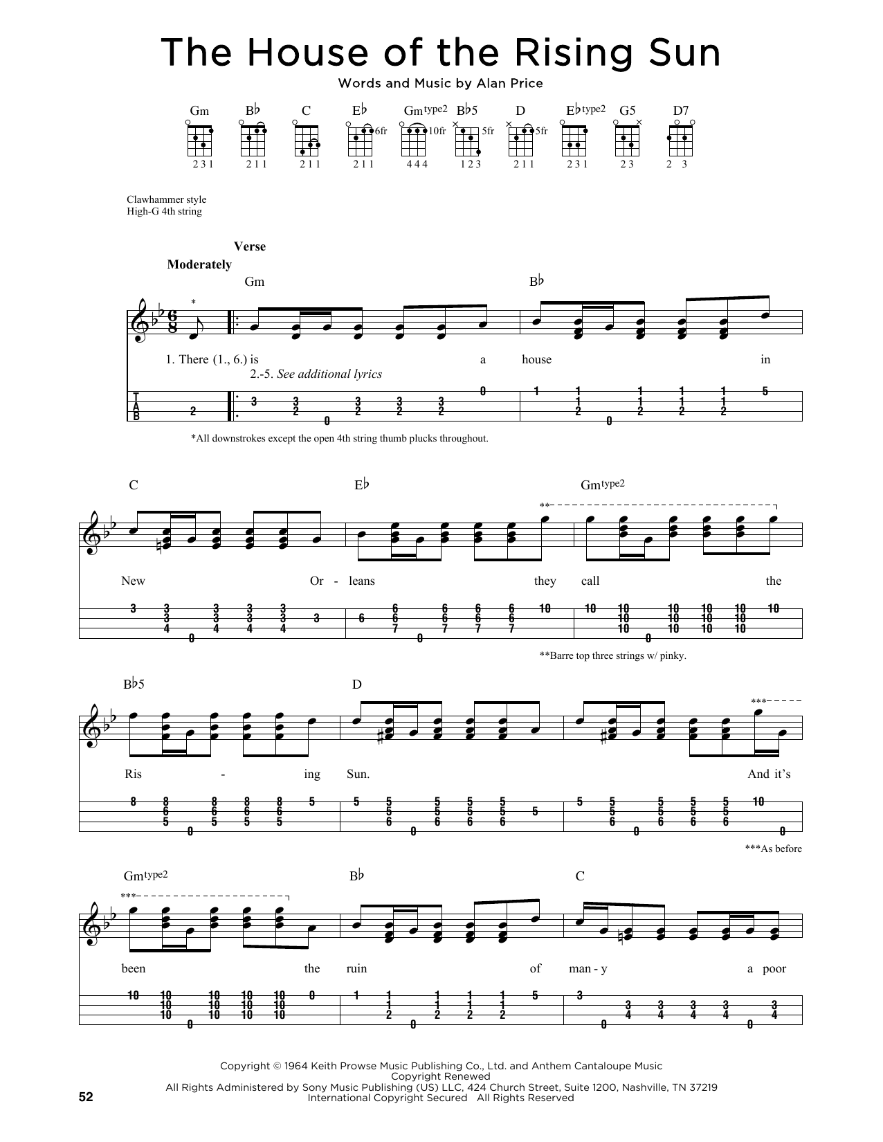 Product gallery: Page 1 of 1 The House Of The Rising Sun (arr. Jim Schustedt), The Animals