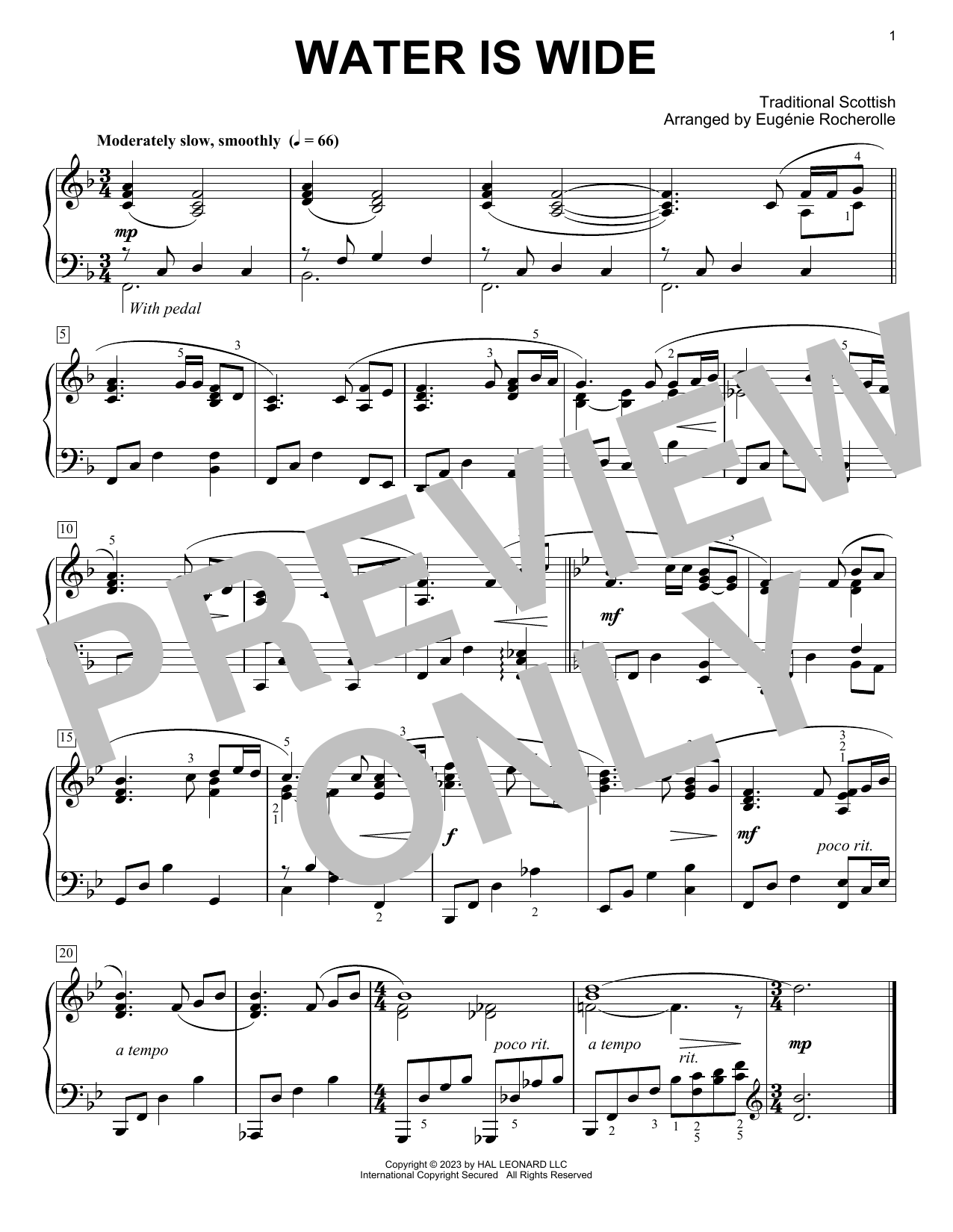 Product picture to: Water Is Wide (arr. Eugénie Rocherolle)