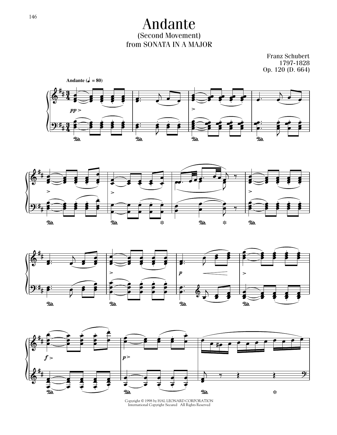 Produktbild zu: Andante, Op. 120, D. 664, Second Movement