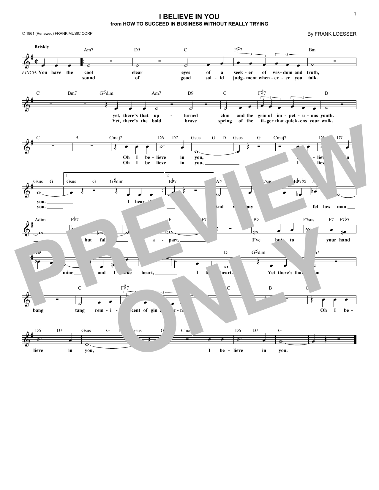 Product picture to:  I Believe In You - Frank Loesser