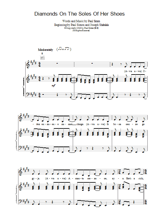 Produktgalerie: Seite 1 von 1 Diamonds On The Soles Of Her Shoes, Paul Simon, Gesang, Gitarre, Klavier