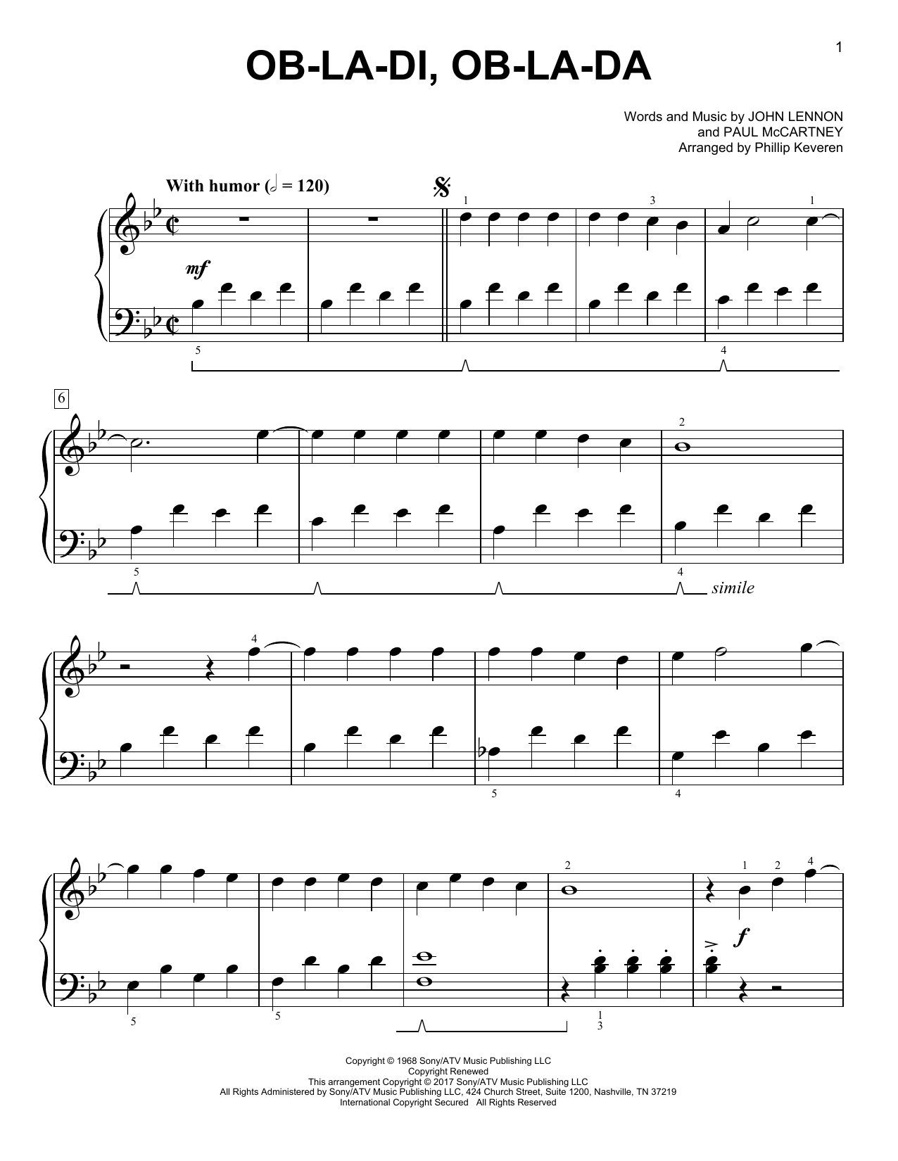 Produktgalerie: Seite 1 von 1 Ob-La-Di, Ob-La-Da [Classical version] (arr. Phillip Keveren), The Beatles, Klavier