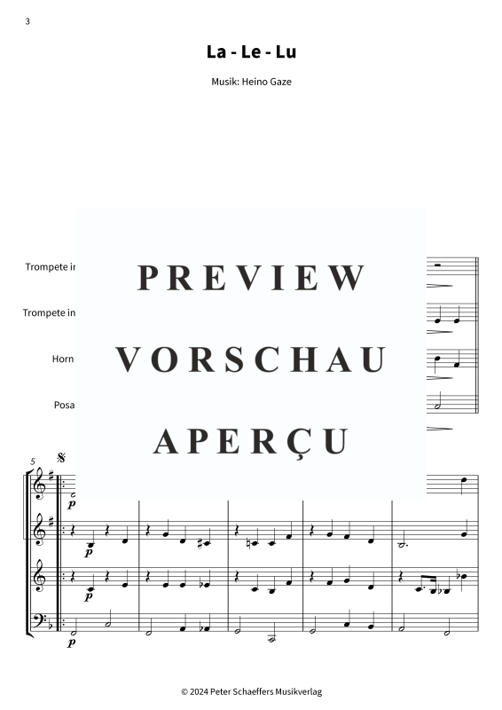 gallery: La - Le - Lu, Heinz Rühmann, (Blechbläser Quartett 2x Trompete in B, Horn in F+Posaune)