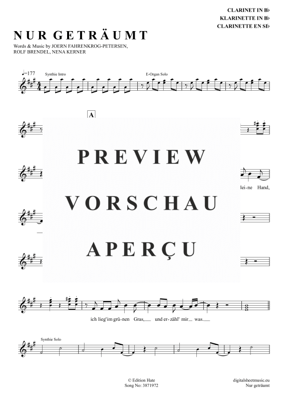 gallery: Nur geträumt, Nena, Klarinette in B