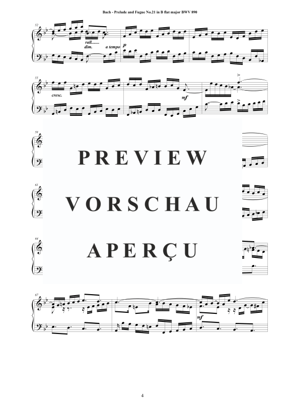 Product gallery: Page 5 of 9 Prelude and Fugue No. 21 in B flat major BWV 890, , Solo Piano