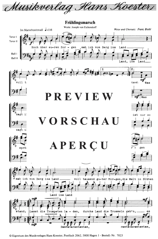 Product gallery: Page 2 of 3 Frühlingsmarsch , , (male choir)