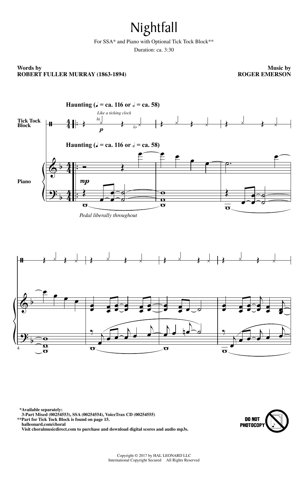 Produktgalerie: Seite 1 von 1 Nightfall, Roger Emerson, Chor