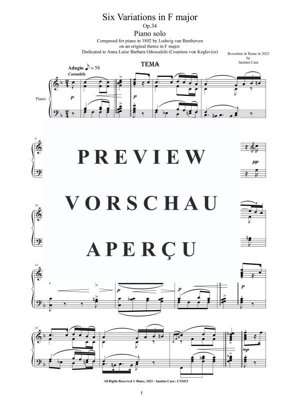 Produktgalerie: Seite 2 von 11 Six Variations in F major Op.34 for Piano, , Klavier Solo