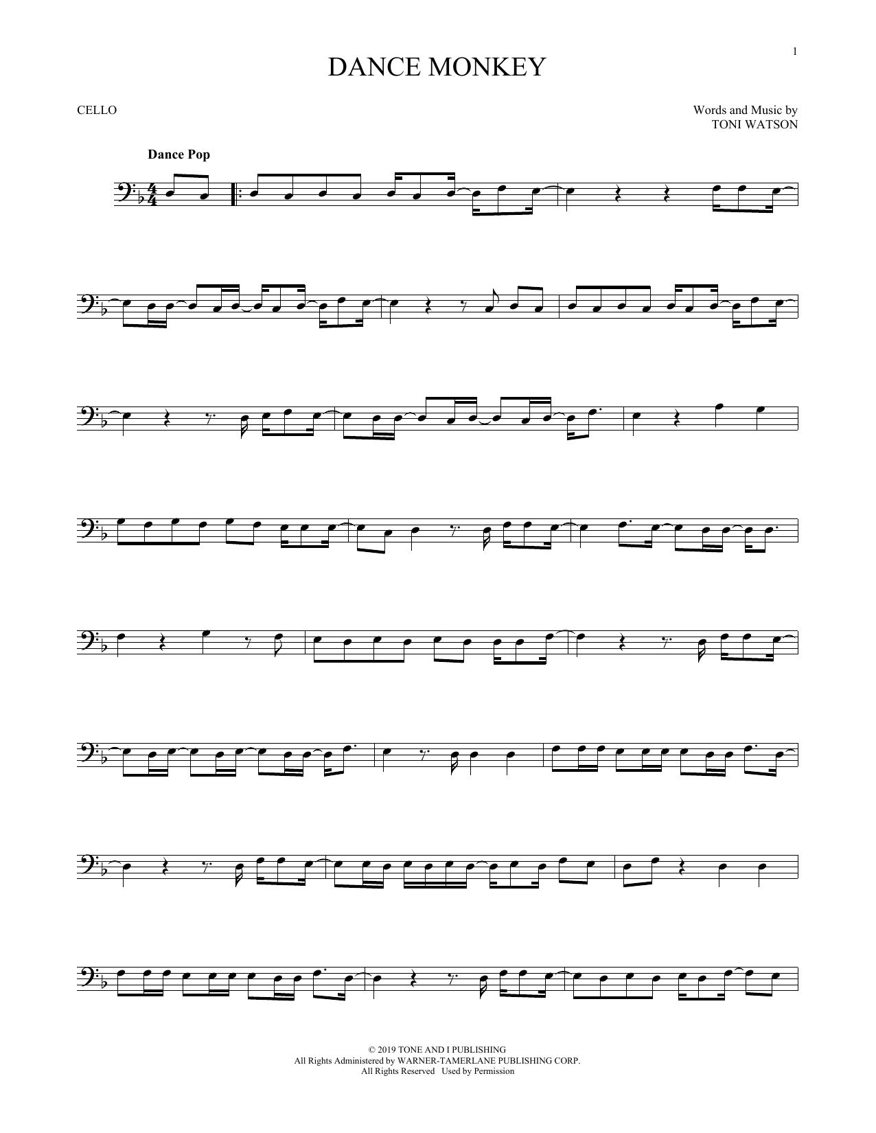 Produktgalerie: Seite 1 von 1 Dance Monkey, Tones And I, Violoncello