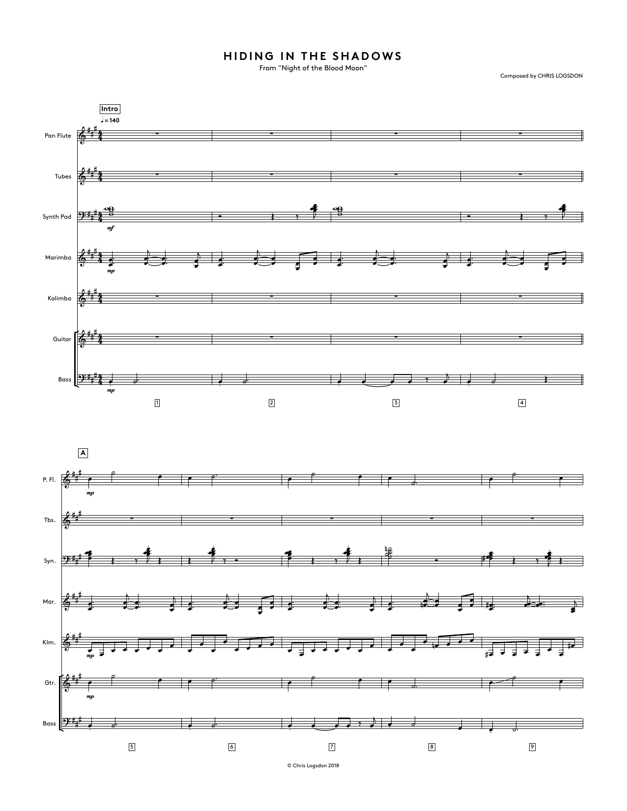 Product picture to: Hiding In The Shadows (from Night of the Blood Moon) - Full Score