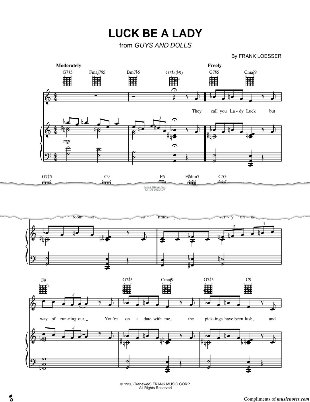 Produktgalerie: Seite 1 von 1 Luck Be A Lady, Frank Loesser, Gesang, Gitarre, Klavier