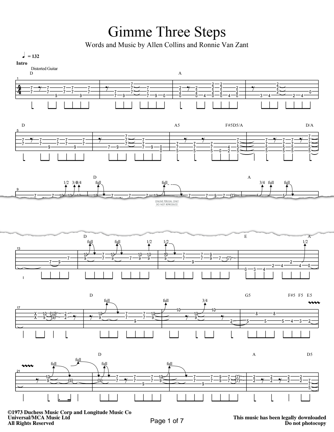 Product gallery: Page 1 of 1 Gimme Three Steps, Lynyrd Skynyrd
