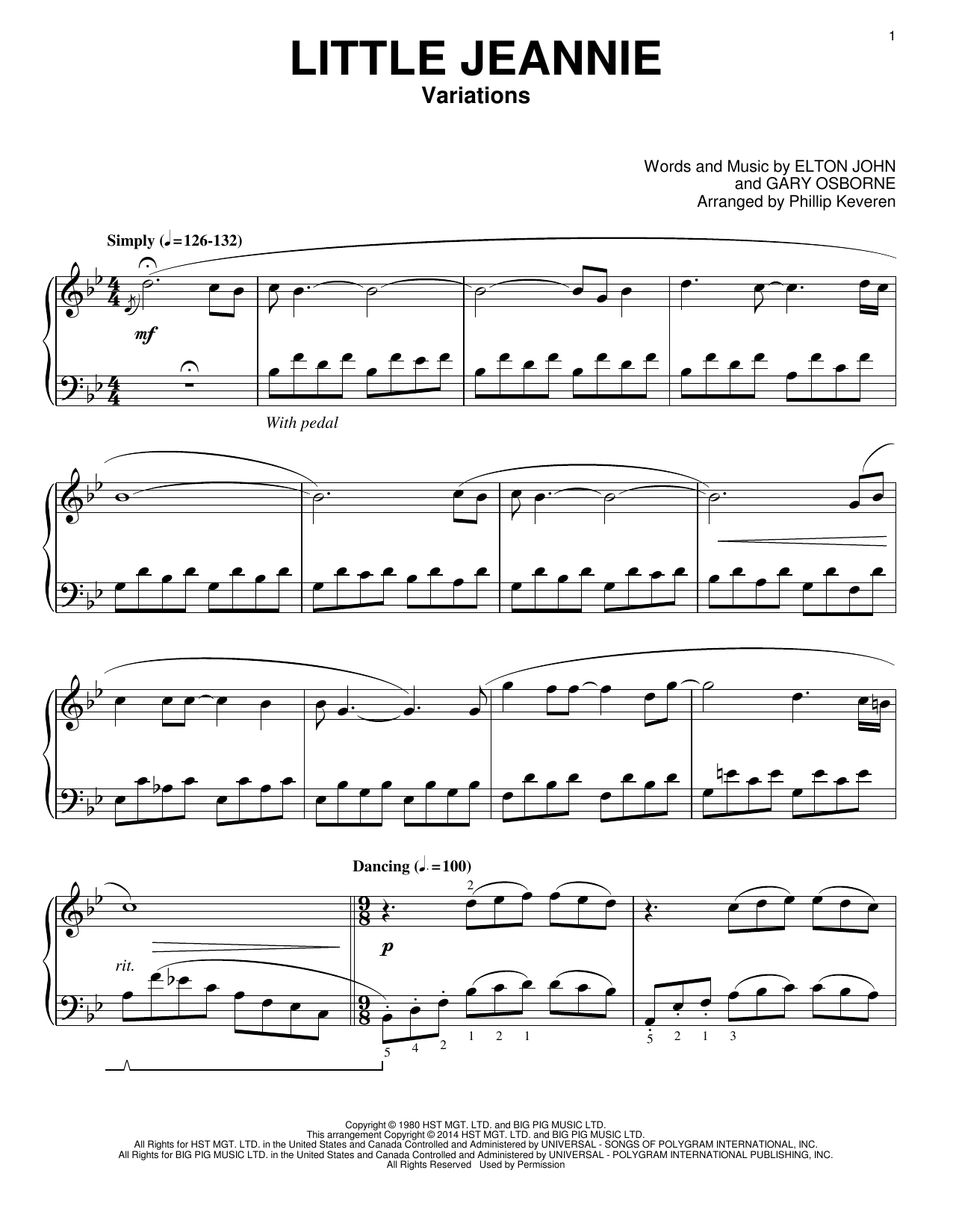 Product picture to: Little Jeannie [Classical version] (arr. Phillip Keveren)