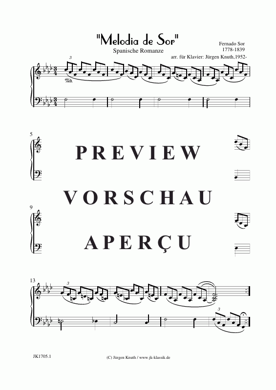 Produktgalerie: Seite 2 von 3 Melodia de Sor (Spanische Romanze)  (Triolenausgabe) , , Klavier Solo