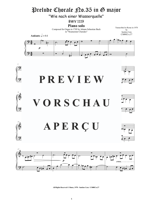 Produktgalerie: Seite 2 von 3 Choral No.35 in G-Dur (Wie nach einer Wasserquelle) BWV 1119, , Klavier Solo