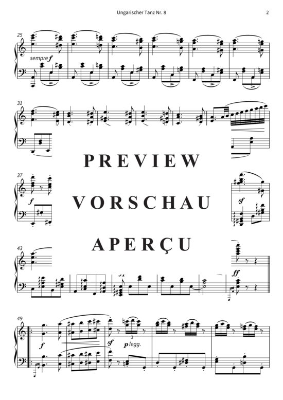 gallery: Ungarischer Tanz Nr. 8 - aus der Sammlung Ungarische Tänze, Buch 2 , , (Klavier Solo)