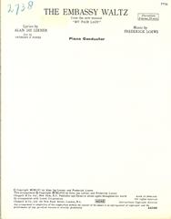 cover: The Embassy Waltz, Frederick Loewe