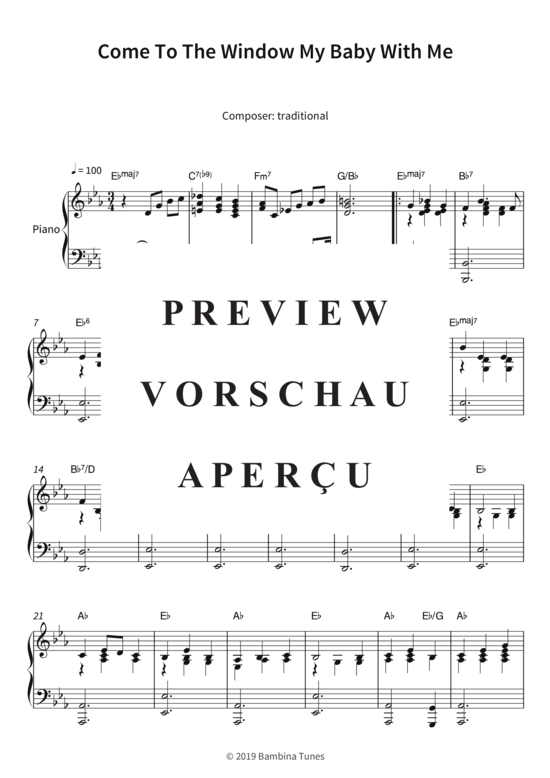 Produktgalerie: Seite 4 von 5 Come To The Window My Baby With Me , , Klavier Solo