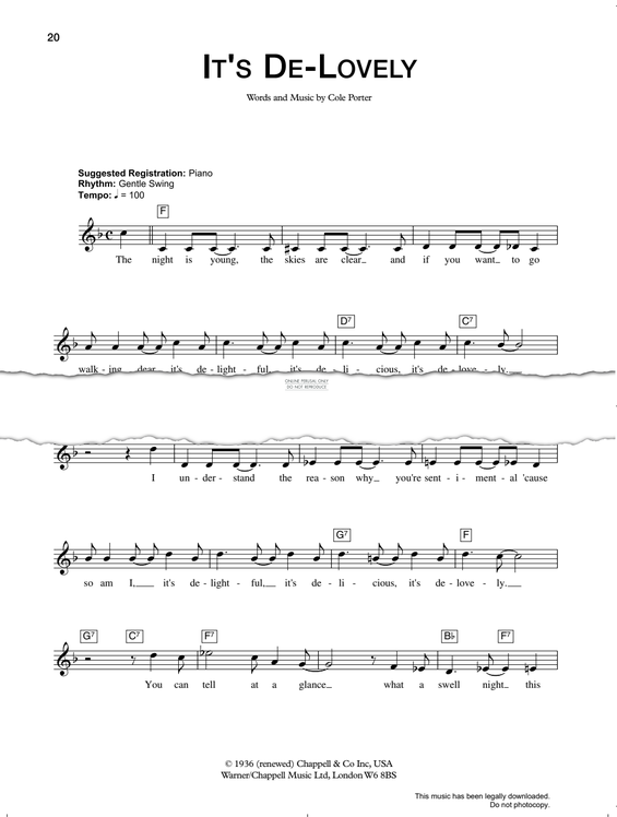 Produktgalerie: Seite 1 von 1 It's De-Lovely, Cole Porter, Gesang, Gitarre, Keyboard