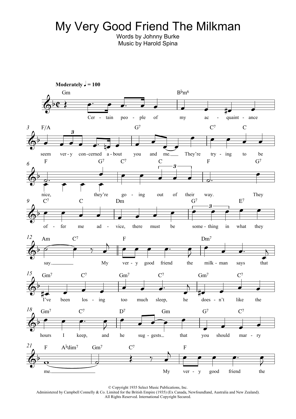 Produktgalerie: Seite 1 von 1 My Very Good Friend The Milkman, Johnny Burke, Melodieinstrument