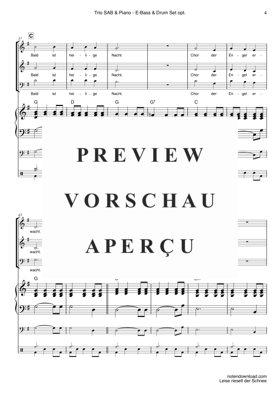 Produktgalerie: Seite 7 von 11 Leise rieselt der Schnee, , Gemischter Chor SAB & Klavier - E-Bass und Drum Set optional