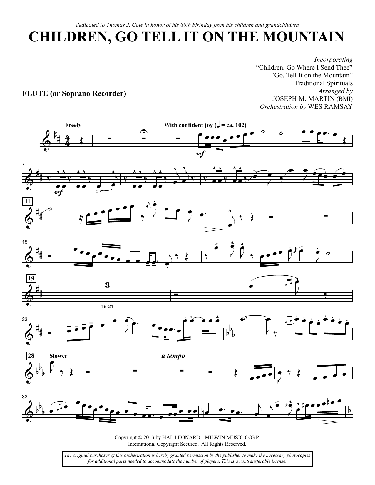 Produktbild zu: Children, Go Tell It on the Mountain - Flute/Soprano Recorder