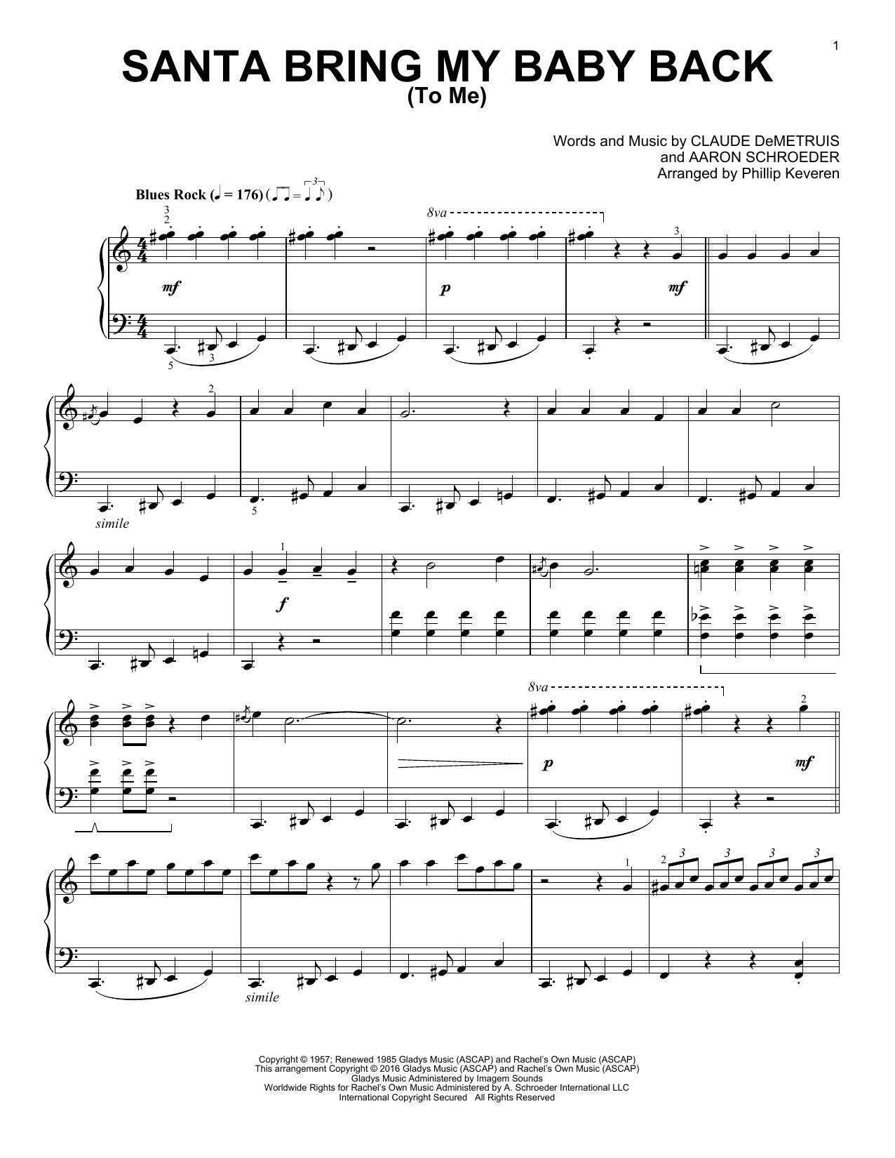 Product gallery: Page 1 of 1 Santa, Bring My Baby Back (To Me) (arr. Phillip Keveren), Elvis Presley