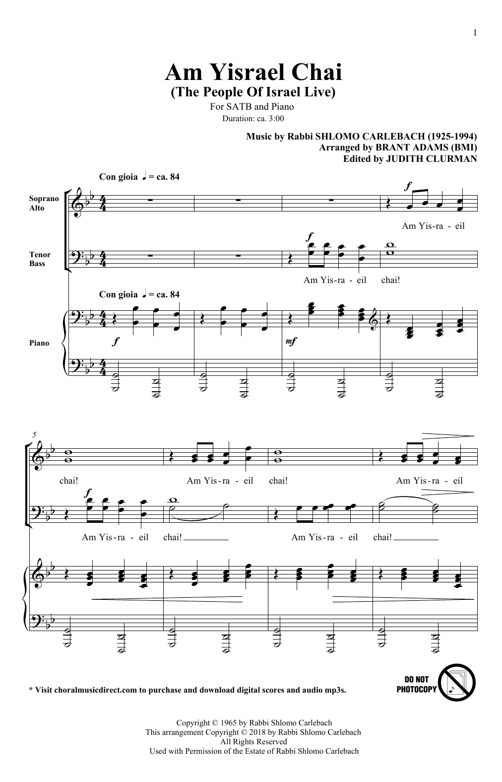 Product picture to: Am Yisrael Chai (arr. Brant Adams)