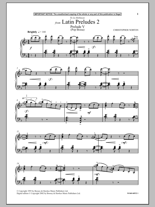 Product gallery: Page 1 of 1 Prelude V (Pop Bossa) (from Latin Preludes 2), Christopher Norton
