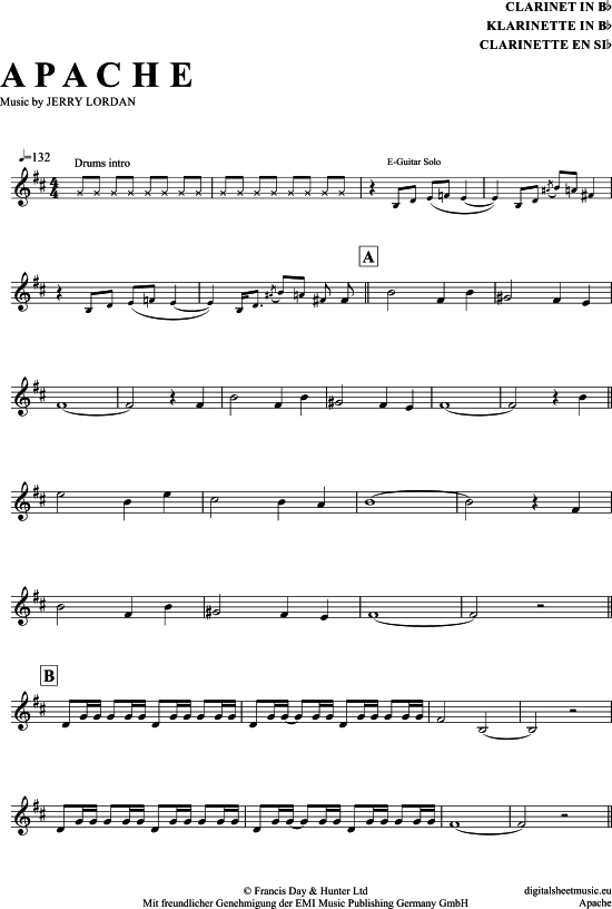 Product gallery: Page 1 of 4 Apache , Shadows, The, Clarinet in B-flat