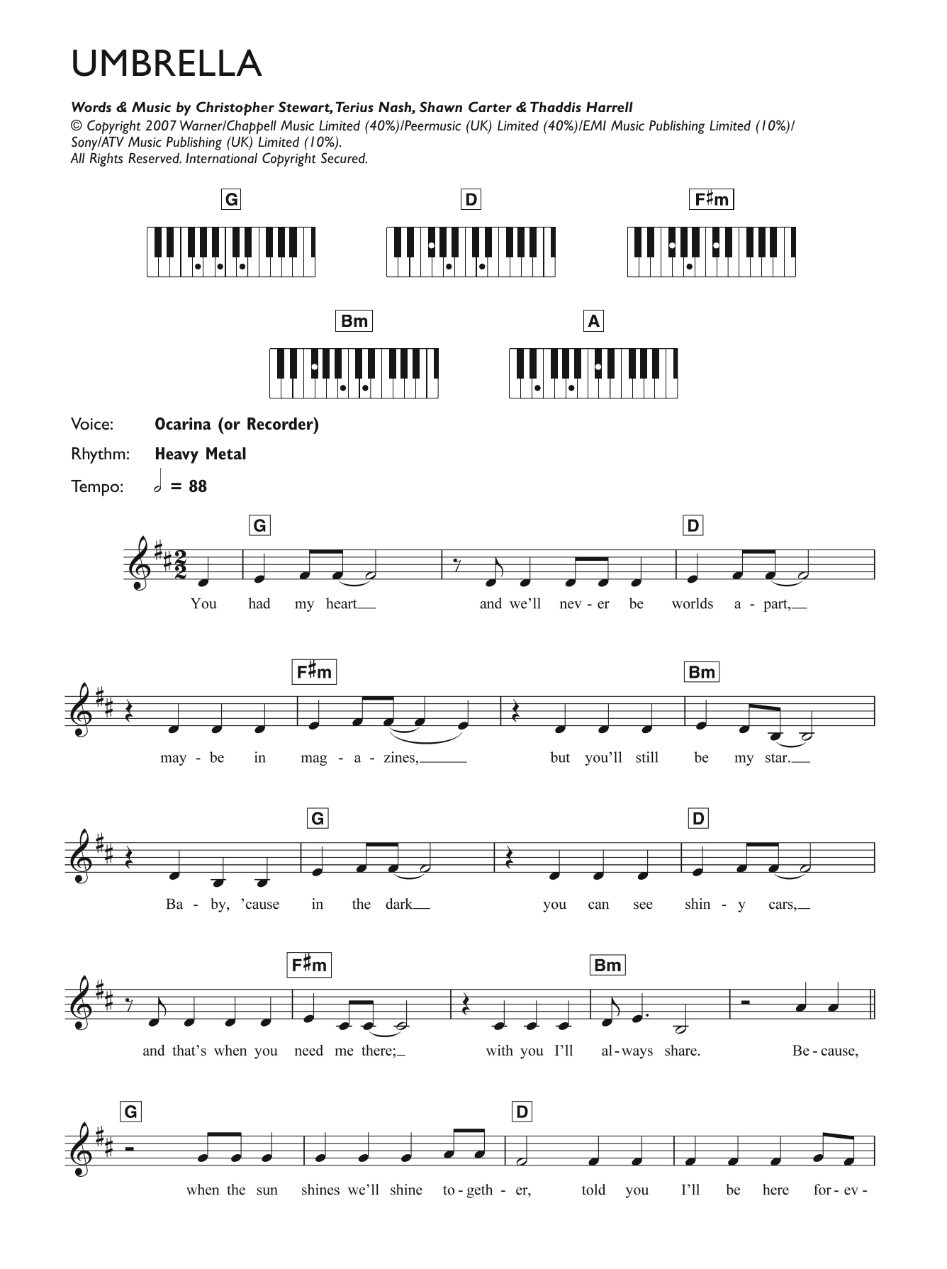 Produktgalerie: Seite 1 von 1 Umbrella, Rihanna featuring Jay-Z, Klavier