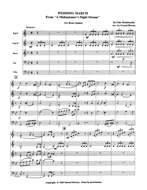 Produktgalerie: Seite 1 von 10 Hochzeitsmarsch, , Blechbläser Quintett