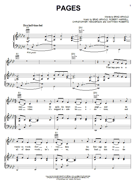 Produktgalerie: Seite 1 von 1 Pages, 3 Doors Down, Gesang, Gitarre, Klavier