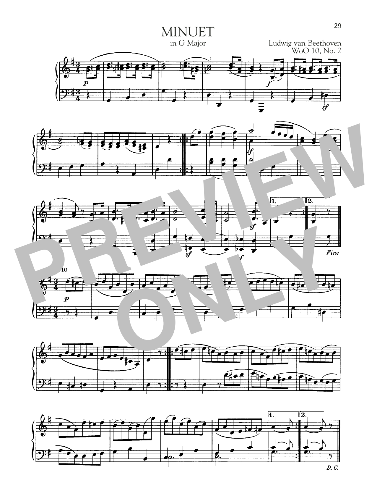 Product picture to: Minuet In G Major, WoO 10, No. 2