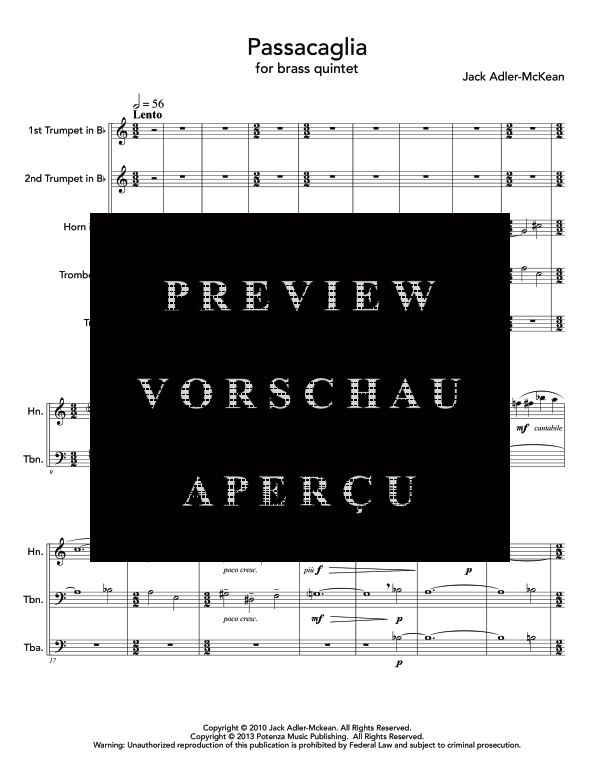 Produktgalerie: Seite 5 von 11 Passacaglia, , (Blechbläser Quintett)