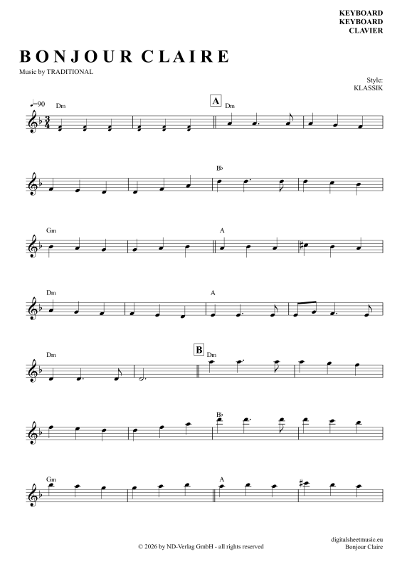 Product picture to: Bonjour ClaireTraditional