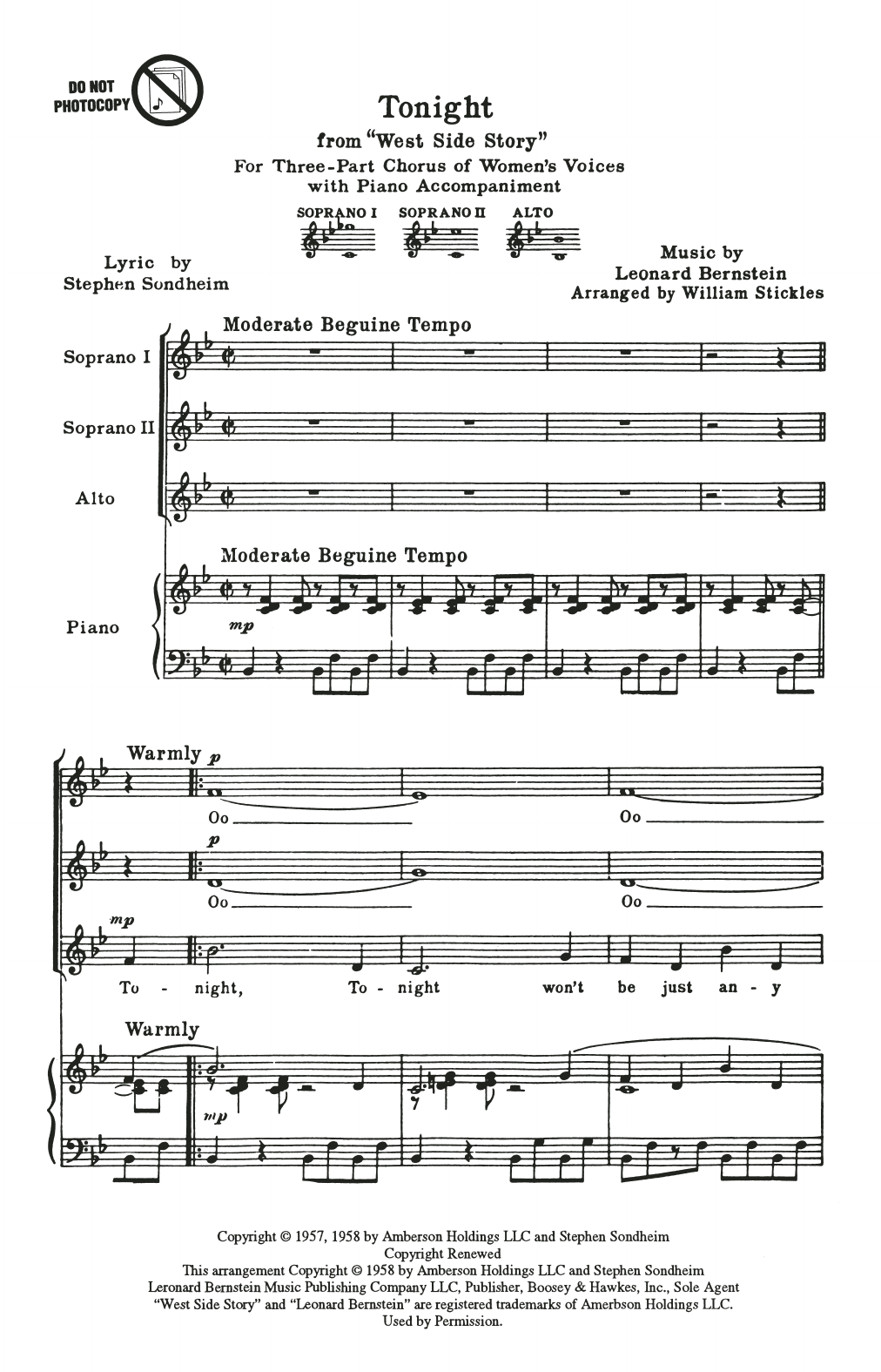 Produktgalerie: Seite 1 von 1 Tonight (from West Side Story) (arr. William Stickles), Leonard Bernstein, Chor