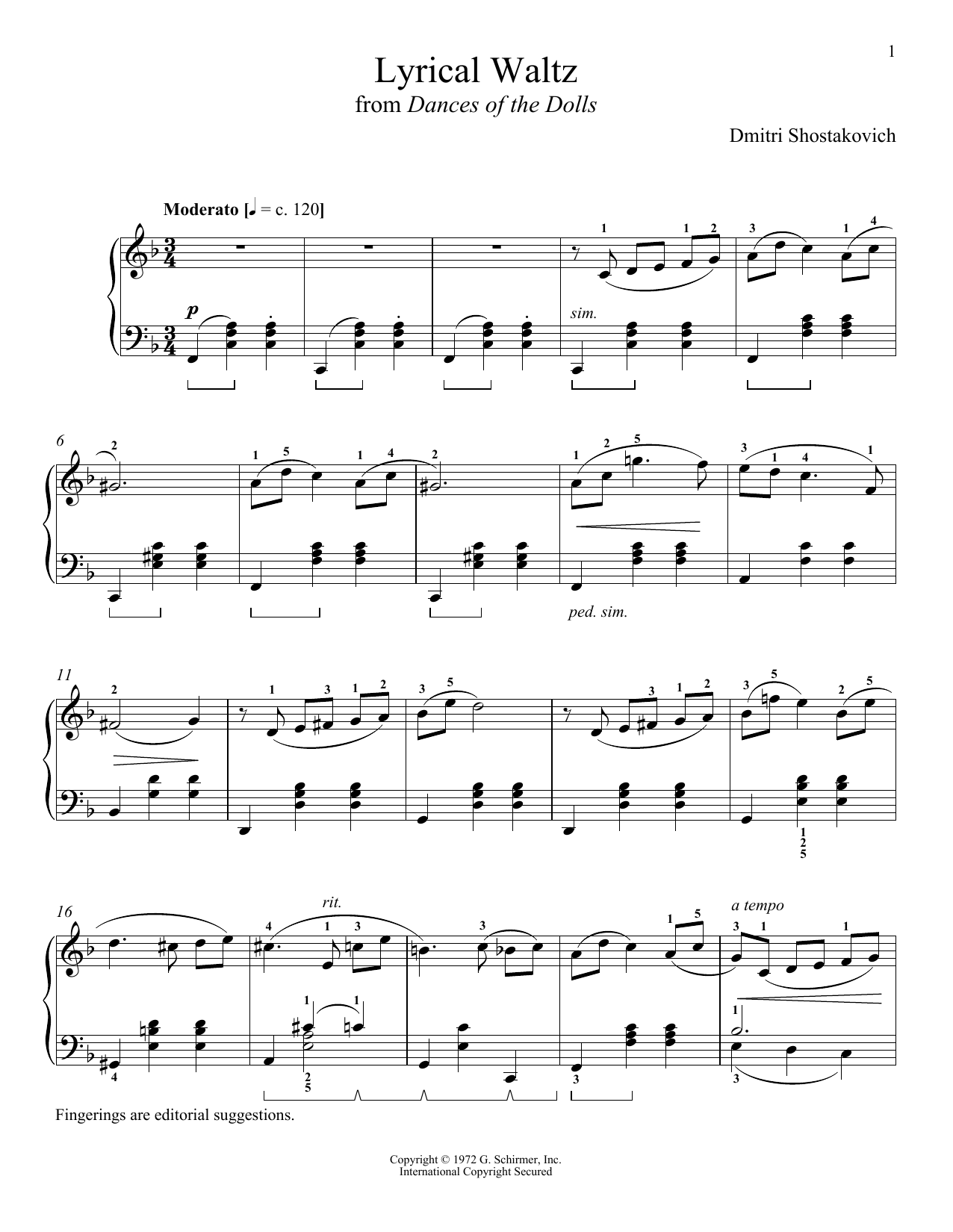Product gallery: Page 1 of 1 Lyrical Waltz, Dmitri Shostakovich