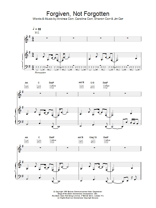 Produktgalerie: Seite 1 von 1 Forgiven, Not Forgotten, The Corrs, Gesang, Gitarre, Klavier
