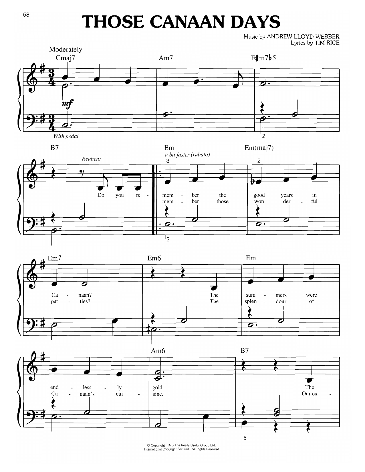 Produktgalerie: Seite 1 von 1 Those Canaan Days (from Joseph and the Amazing Technicolor Dreamcoat), Andrew Lloyd Webber, Klavier