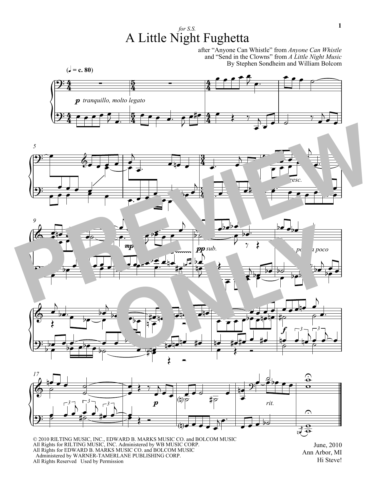 Produktbild zu: A Little Night Fughetta