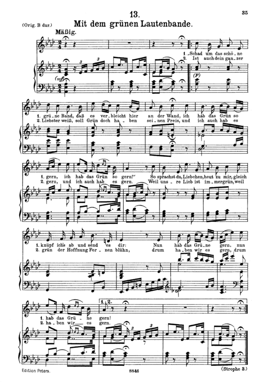 Product picture to: Mit dem grünen Lautenbande D.795-13 (Die Schöne Müllerin)Franz Schubert