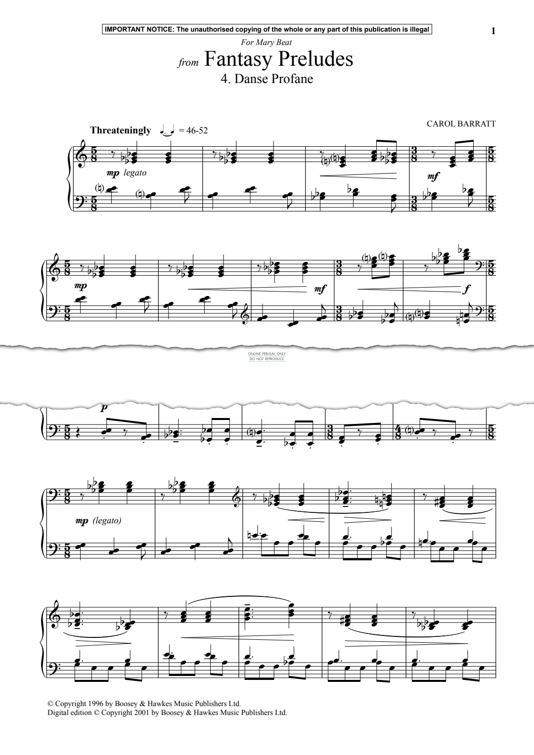 Produktgalerie: Seite 1 von 1 Danse Profane from Fantasy Preludes, Carol Barratt, Klavier