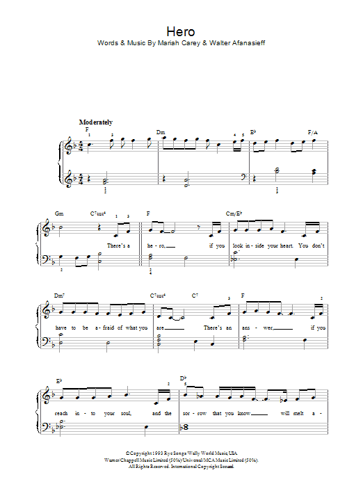 Produktgalerie: Seite 1 von 1 Hero, Mariah Carey, Gesang, Gitarre, Klavier