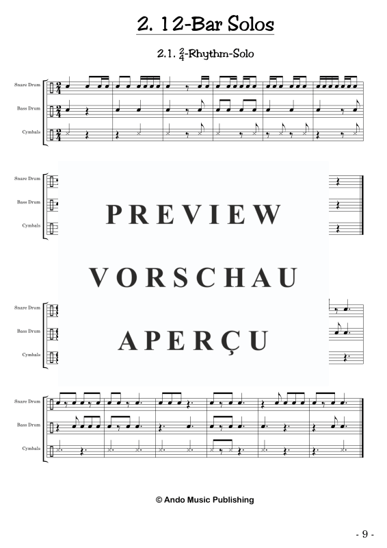 gallery: Solos for Marching Drums - Volume 1, , 50 Solo Pieces for Marching bands: Snare Drum, Bass Drum and Cymbals