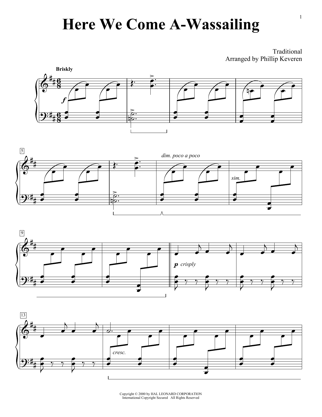 Produktbild zu: Here We Come A-Wassailing (arr. Phillip Keveren)