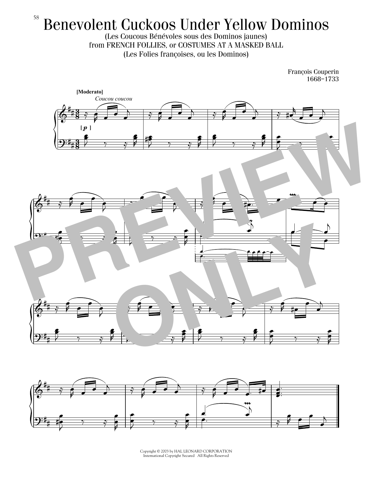Produktgalerie: Seite 1 von 1 Benevolent Cuckoos Under Yellow Dominos, Francois Couperin, Klavier