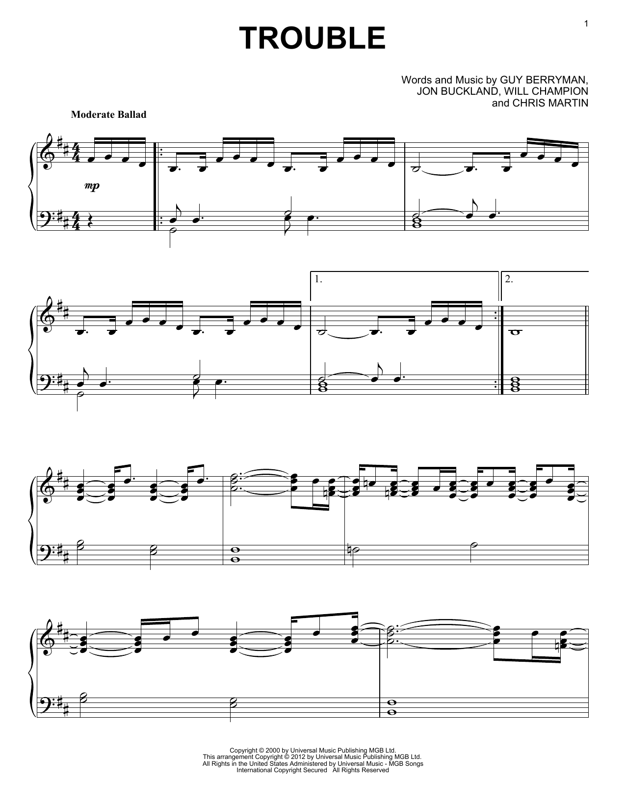 Produktbild zu:  Trouble - Coldplay