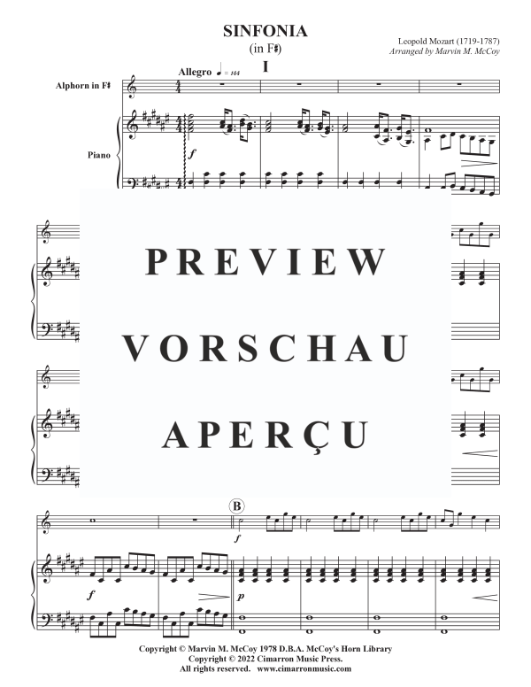 Produktgalerie: Seite 3 von 11 Sinfonia in Fis, , Alphorn in Fis und Klavier
